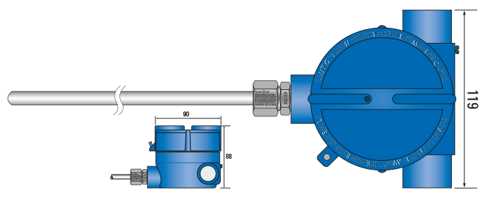 Termocoppie omologate IECEx ad isolamento minerale con testa IP68 a due ingressi